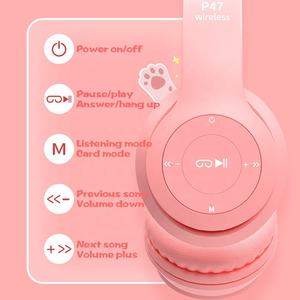 Audífonos Inalámbricos P47M con Luces LED, Orejas de Gato, Micrófono, para Niñas, Música Estéreo, Casco para Teléfono, Auriculares Bluetooth, Superventas 2026 - Product Image 4