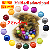 Véritable huître Akoya 5A avec perles de culture d'eau douce rondes, 1 cadeau offert (7-8 mm)