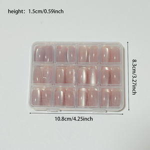 เล็บปลอมแบบกดติด 144 ชิ้น สีชมพู ลายตาแมว สีนู้ดออโรร่า ใสเหมือนน้ำแข็ง แต่งเล็บปลอมแบบโฮโลแกรม ลายตาแมว แบบติดได้ - Product Image 6