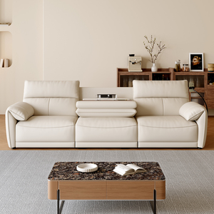 Juego de Sofás Reclinables Eléctricos de 3 Plazas, Tapizado en Cuero <span class=keywords><strong>Gris</strong></span> Claro, Muebles Modernos para Sala de Estar, Precio al por Mayor de Fábrica - Product Image 3