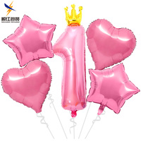 Ensemble de 5 ballons croisés en aluminium pour bébé, décoration d'arrière-plan pour fête d'anniversaire de bébé, fournisseur de ballons