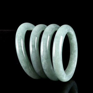 Natural Myanmar genuine jadeite greenish clear round bracelet, auspicious bracelet, ice-grade <b>jade</b> bracelet - Product Image 3