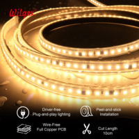 Bande lumineuse LED flexible DOB, connexion directe 220V, CRI élevé, étanche, pour éclairage architectural