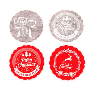 Cadeau de Noël tapis isolé napperon décoratif sous-verre en <span class=keywords><strong>feutre</strong></span> pour lait café thé tasse ed joyeux noël <span class=keywords><strong>feutre</strong></span> tissu vin tasse tapis - Product Image 5