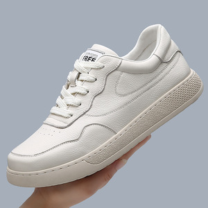 Nouvelles chaussures décontractées pour hommes - chaussures en cuir véritable confortables pour hommes, baskets blanches - Product Image 1