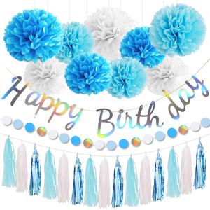 Easttern <span class=keywords><strong>Feliz</strong></span> cumpleaños Set Banner papel de seda Pom círculo puntos guirnalda borla cumpleaños fiesta suministros decoraciones Set 12/S - Product Image 3