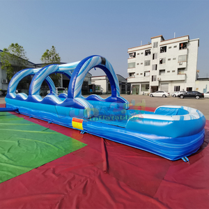 Marble blue kids commercial grade splash and ride toys <b>inflatable</b> double lane water slide - Product Image 1