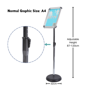 Support de signalisation en acrylique transparent avec base métallique, présentoir professionnel au sol pour l'information, la marque et la signalétique - Product Image 3