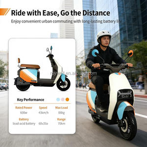 Scooter électrique haute performance pour adultes, 2 places, 600W, batterie LiMn2O4 60V24Ah, cyclomoteur électrique - Product Image 2