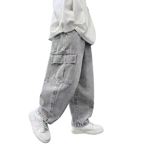 <span class=keywords><strong>Jean</strong></span> cargo gris en denim coupe droite ample pour petits garçons, style streetwear, 4-7 ans, usage quotidien, pantalon pour enfants, prix usine de gros - Product Image 4