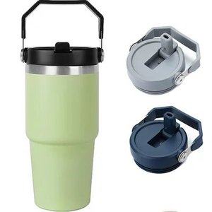 20oz Stainless Steel Insulated Tumbler Double Wall Vacuum Insulated Water <b>Bottle</b> With Straw and Handle for Home Sports or Car - Product Image 1