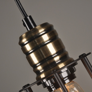 <b>Industrial</b> Stainless Steel Pendant <b>Light</b> E26 Cage Gold <b>Shade</b> 5000K Daylight Farmhouse Style Remote Control Adjustable Height - Product Image 2
