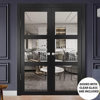 Porte double à battants en aluminium avec cadre en verre, design contemporain, anti-effraction, marque Leadrew, personnalisation en gros