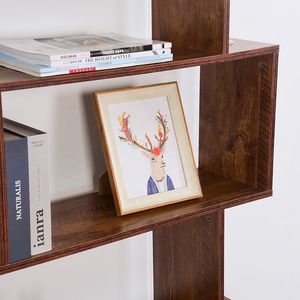 Wholesale 5 <strong>Tier</strong> Bookcase Display <strong>Shelf</strong> Freestanding Decorative <strong>Wooden</strong> Library Bookshelf - Product Image 5