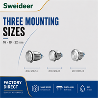 Interrupteur à bouton-poussoir métallique Sweideer 16mm 19mm 22mm en acier inoxydable avec LED et bornes à vis pour le contrôle de l'alimentation