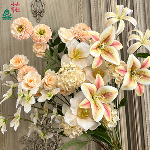Bouquet de fleurs artificielles en soie champagne, décoration de mariage romantique et rêveuse, fleurs artificielles pour réception de mariage et magasin - Product Image 1