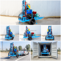 Machine de forage mobile sur roues pour puits d'eau, 200 m, petite, 35 CV, hydraulique, pour projets d'eau rurale, garantie 1 an