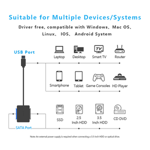 USB3.0 SATA kabel adaptor USB, jaket PVC kapasitas 16TB 150Mbps <span class=keywords><strong>Model</strong></span> baru tampilan LED untuk Hard Drive eksternal Laptop SSD DVD - Product Image 6