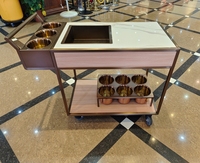 Chariot à vin mobile de luxe en or rose 2025, design moderne, chariot de bar à boissons avec bac à glace et tiroir pour la maison, la cuisine et la salle à manger