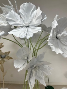 <span class=keywords><strong>Bouquet</strong></span> de fleurs artificielles géantes en mousse blanche argentée, pavot et lys, pour la décoration de mariage et de Noël - Product Image 3