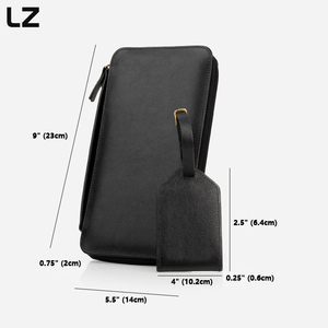 LZ Đầy Đủ Hạt Da Gia Đình Du Lịch Ví Lưới 6 Khe Cắm Hộ Chiếu Chủ Và Hành Lý Tag Set Du Lịch Tổ Chức Tài Liệu Màu Đen - Product Image 2