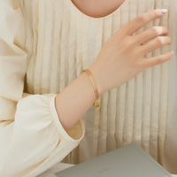Pulsera de Moda para Mujer, en Acero Inoxidable 316L, Plateada/Dorada/Rosa, con Baño de Oro de 18K y Diseño de Bambú Esmaltado, Ideal para Aniversario