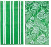 2 Toallas de playa con estampado de rayas y palma verde lanuda Toalla de playa marina de 100% algodón, toalla de piscina grande