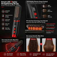 AINI Peigne Lisseur Sans Fil Professionnel Portable Rechargeable Mini Peigne Lisseur et Fer à Boucler 2 en 1