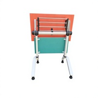 Table pliante mobile pour salle de classe, formation, conférence, réunion, avec roulettes, plateau en bois, structure métallique, pour école, chambre, salle à manger