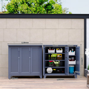 Moderno Armario de Almacenamiento <span class=keywords><strong>Exterior</strong></span> de Acero con 3 Puertas y Rejillas, Fácil de Montar, Resistente al Agua, Diseño Duradero <span class=keywords><strong>para</strong></span> Uso en el Patio Trasero del Hogar - Product Image 3