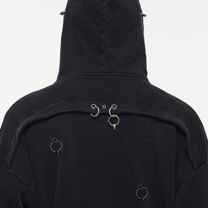 Custom Heavyweight <b>Zip</b>-<b>Up</b> <b>Hoodie</b> for <b>Men</b> Streetwear <b>Black</b> Y2K with 100% Cotton Winter Season Letter Pattern Hooded Collar - Product Image 4