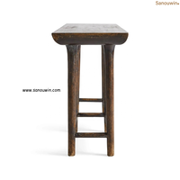 Table Console Antique Classique Chêne Foncé avec Finition Artisanale Menuiserie Traditionnelle Robuste pour Entrée de Salon