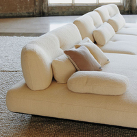 Meubles de salon italiens, canapés en forme de L de couleur beige, design minimaliste haut de gamme, canapés en bouclette pour la maison, luxe