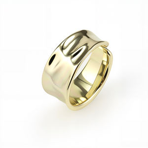 Anello da Donna in Ottone Placcato Oro 14K con Curva Convessa, Gioiello Classico per Feste e Anniversari con <span class=keywords><strong>Personalit</strong></span>à - Product Image 1