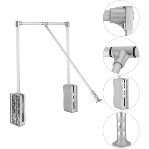 Tige de placard rétractable en aluminium réglable 15kg accessoire de quincaillerie de garde-robe essentiel porteur - Product Image 1