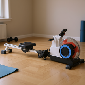 Máquina de remo plegable blanca con monitor LCD para entrenamiento cardiovascular en casa - Product Image 2