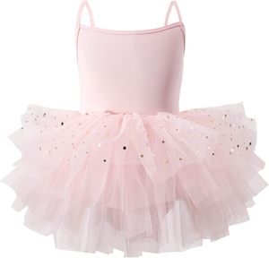 Abiti Tutu Importati per Bambine con Spalline e Volant, Body da Balletto in Tulle Lucido Stampato, Completi da Ballerina per Danza - Product Image 4