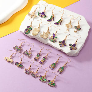 Mardi Gras Shinny Ohrringe Damen Stylish Festival Jester Hat und Iris Mask Shaped Carnival Party Supplies für Mädchen - Product Image 2