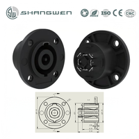 Connecteur audio durable pour haut-parleur, prise Speakon ronde intérieure 8 broches, coque en métal et plastique plaqué argent, conforme UL94 V-0