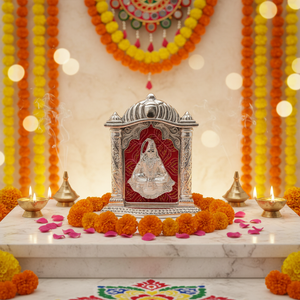 Estatua de Metal de Lord Lakshmi chapada en plata hecha a mano para decoración del hogar, ídolo de diosa hindú para habitación Puja o regalo festivo - Product Image 2