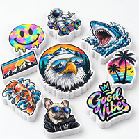 Autocollants en vinyle découpés sur mesure, résistants aux UV, imperméables, autocollants holographiques pour ordinateur portable, skateboard, emballage, promotion
