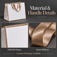 Sacs shopping en papier de luxe avec logo personnalisé, 150 g/m², poignée en ruban, pour chaussures, vêtements, boutiques, emballage de détail, commandes en gros