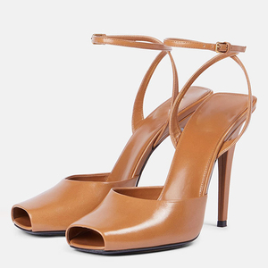 New Styles Women Open Square Toe Stiletto Ankle Strap Peep Toe Sandals Dress Patent High <b>Heels</b> Shoes - Product Image 3