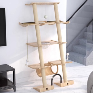No Drills Needed <strong>Cat</strong> Climber <strong>Large</strong> Indoor Wooden <strong>Cat</strong> <strong>Tree</strong> Lean on the Wall Steady and Solid <strong>Cat</strong> <strong>Climbing</strong> Frame Against the Wall - Product Image 5
