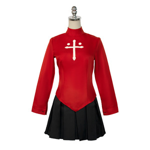 Nouvelle mise à jour : Costume de cosplay Fate <span class=keywords><strong>Stay</strong></span> <span class=keywords><strong>Night</strong></span> Tohsaka Rin, ensemble jupe rouge et noire, tenue de carnaval unisexe, robes de jeu de rôle - Product Image 5