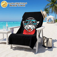 OEM Full Color Printed Beach Towel 100% Cotton Digital Print 400GSM Oversized Luxury Designer Beach Towel Custom Logo Packaging