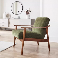 Chaise d'appoint moderne en velours vert Meubles de salon Fauteuil l Canapé simple en bois Chaise de détente nordique