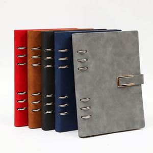 Custom A5 Binder Leather Business Notebook 100 <b>Sheet</b> PU Loose-Leaf Planner with <b>Magnetic</b> Buckle for School Use - Product Image 3