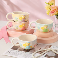 Vente en gros de tasses en céramique personnalisées en forme d'ours mignon, style coréen, pour le café, le lait, les flocons d'avoine, le petit-déjeuner, cadeau
