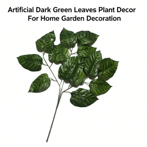 Artificial Dark Green Leaves Plant Decor 12Pcs For Home Garden Decoration - Product Image 2